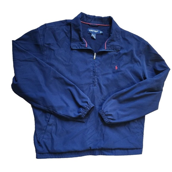 Vintage Polo Ralph Lauren Golf Pullover Jacket Size XL Navy Blue W/ Red Pony - Picture 1 of 7